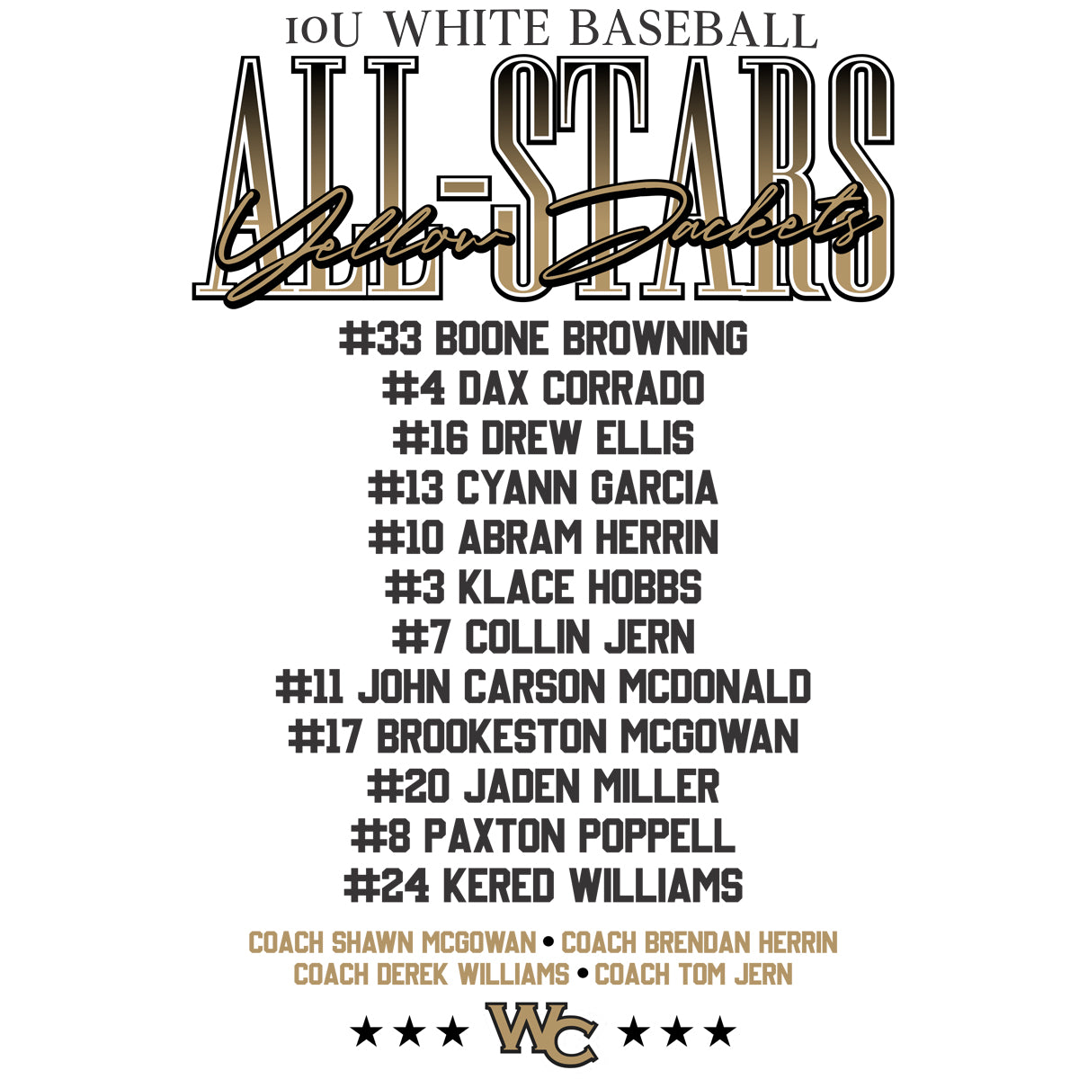 Wayne All Stars 10u Coach McGowan/Herrin/Williams/Jern T-shirts