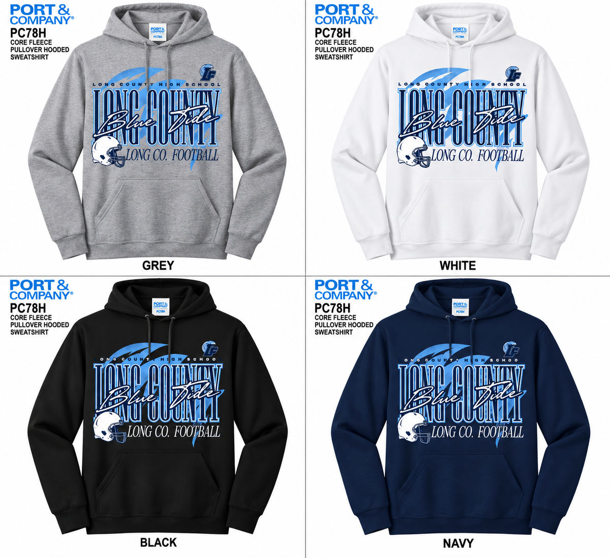 Long Co. Blue Tide Football Hoodie