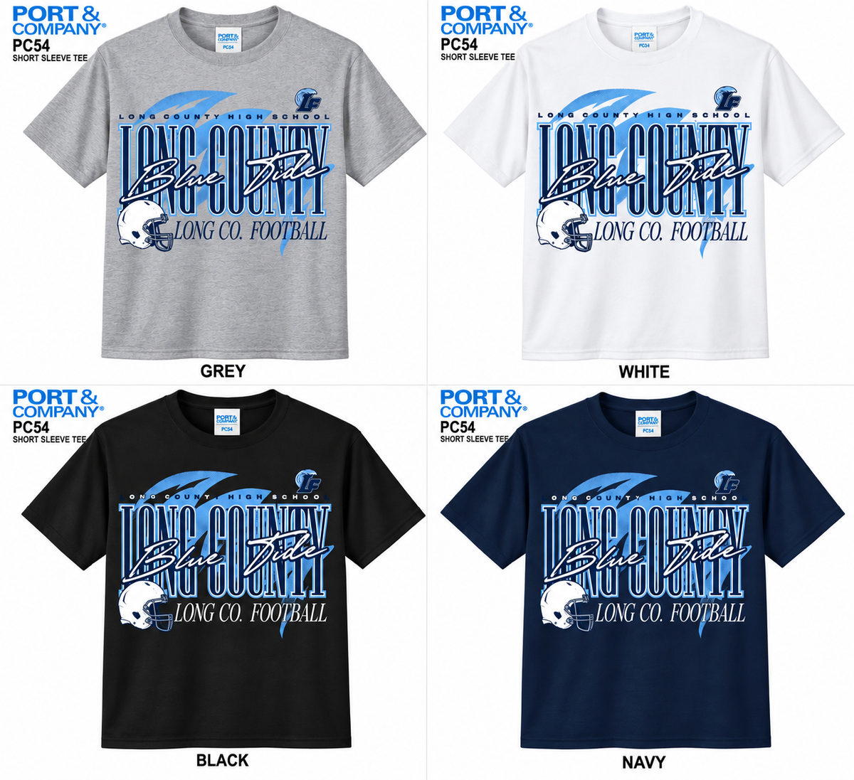 Long Co. Blue Tide Football Cotton Short Sleeve