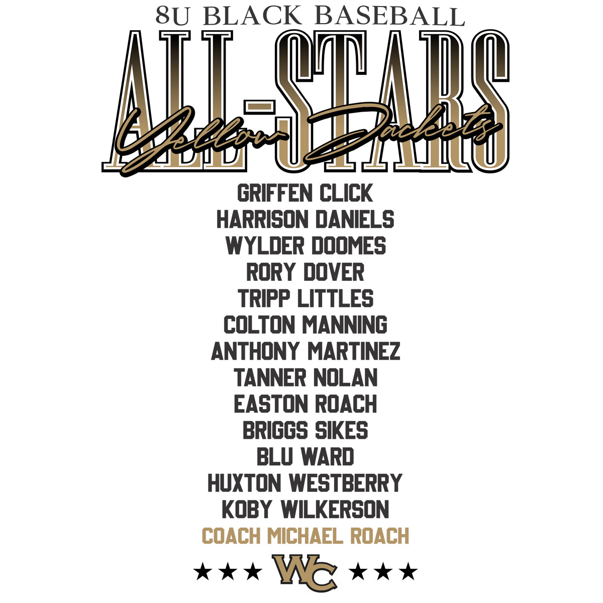 Wayne All Stars 8u Coach Roach T-shirts