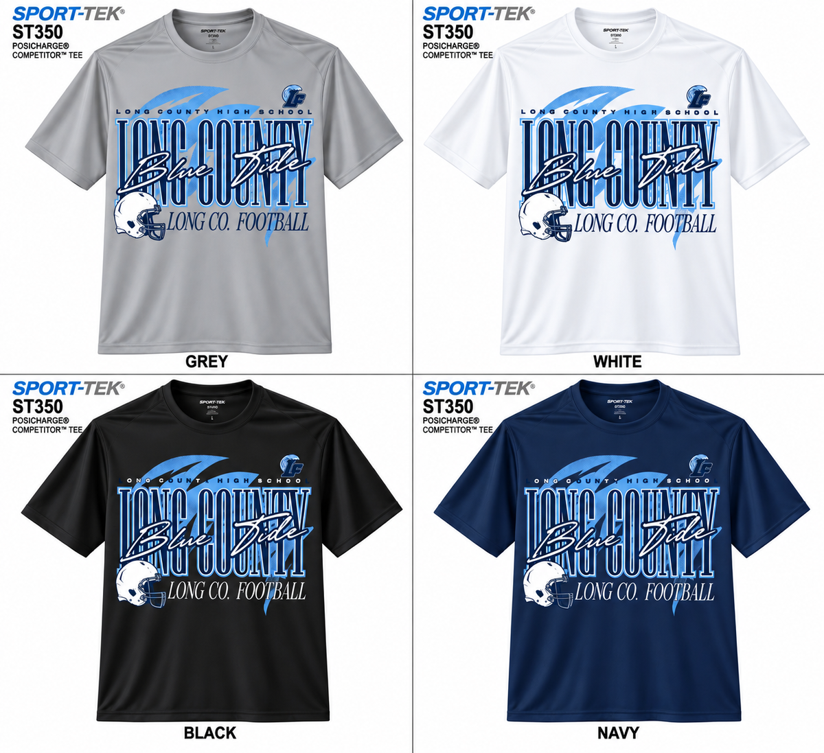 Long Co. Blue Tide Football Short Sleeve Drifit