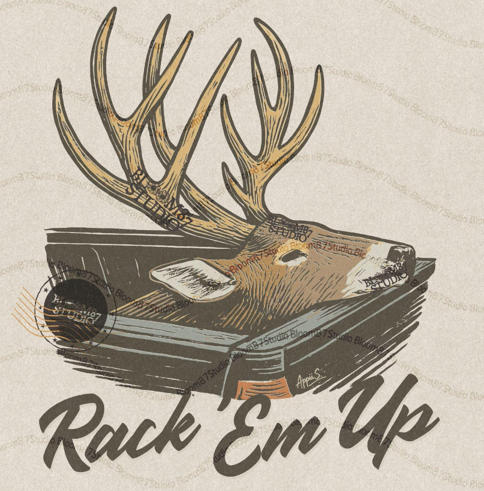 Rack Em Up deer in truck bed dtf transfer