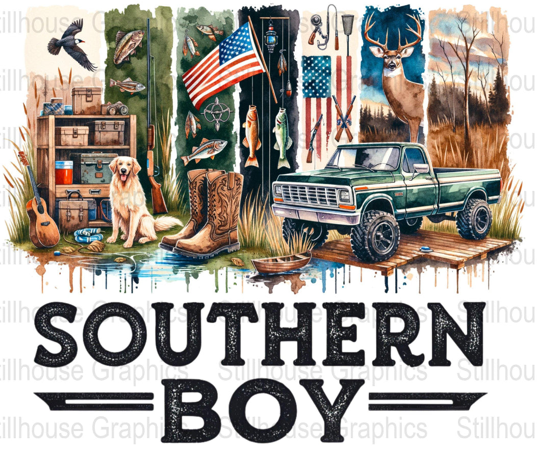 Southern Boy Truck/Dog/Fish DTF TRANSFER