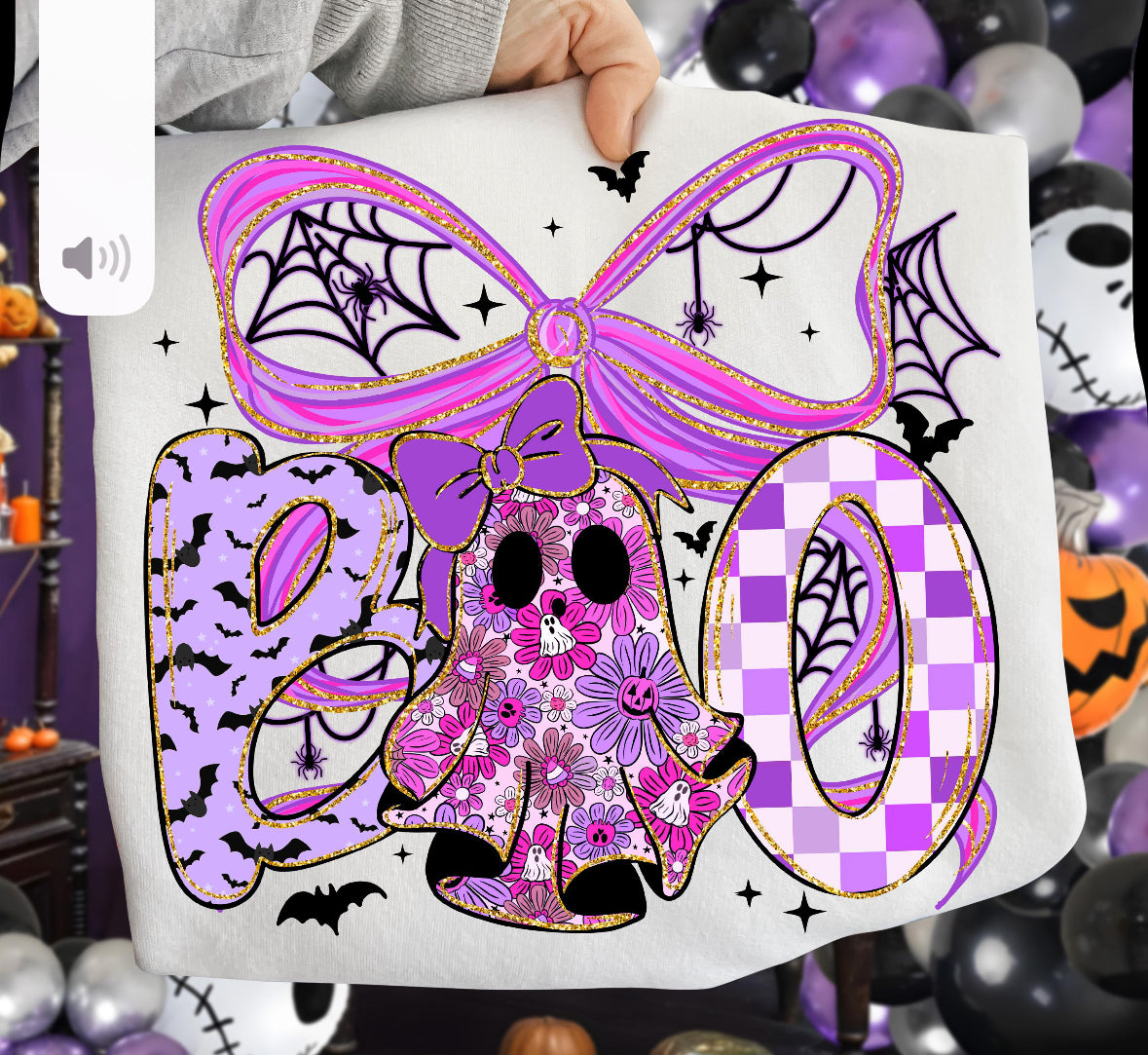 Boo bow purple DTF Transfer