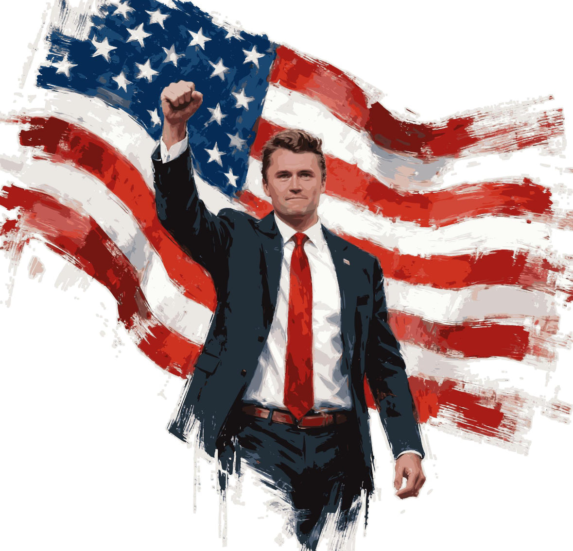 Charlie Kirk American flag watercolor DTF Transfer