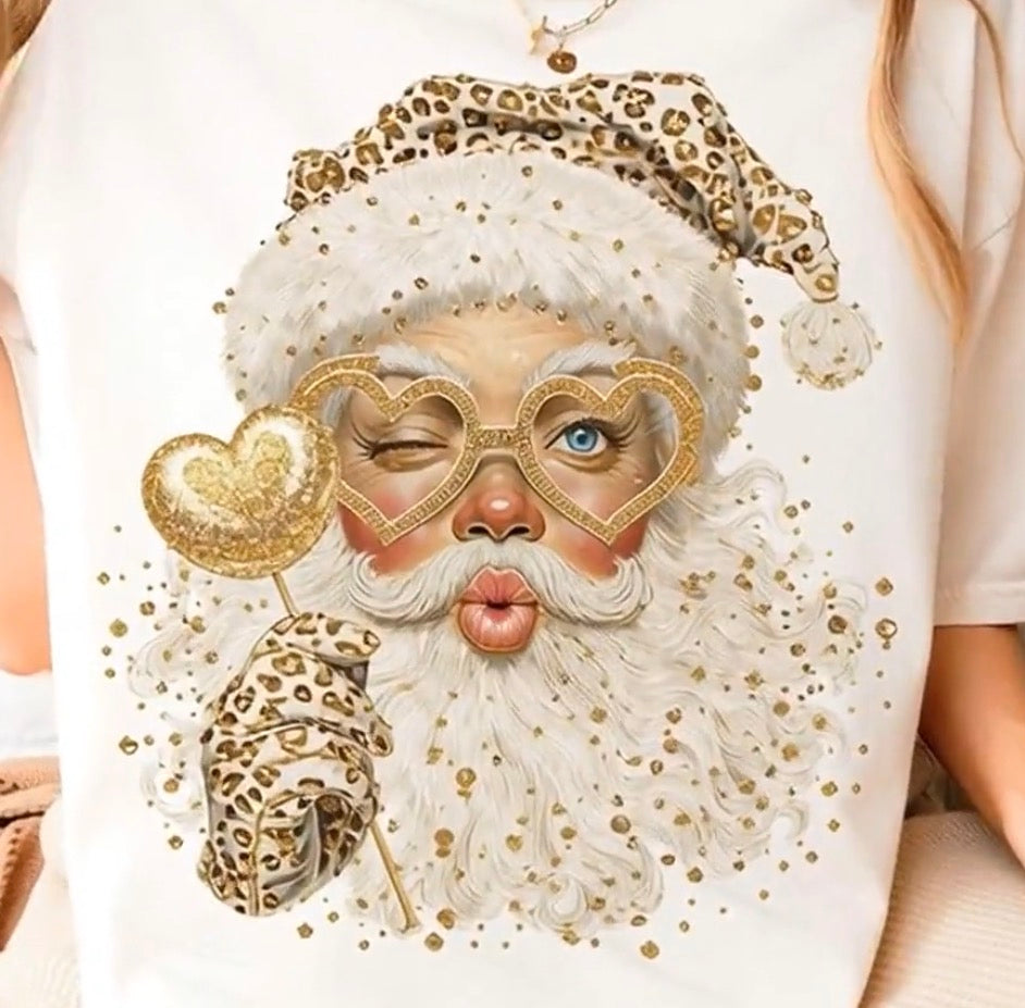 Leopard Kissing Santa DTF Transfer