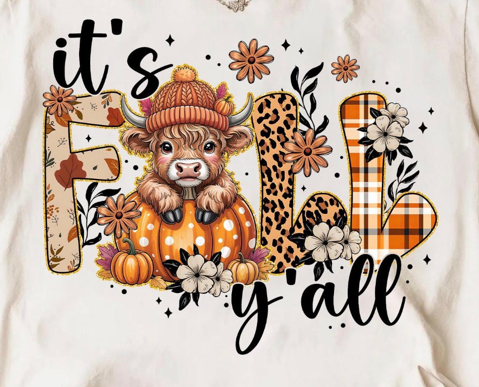 Its Fall yall highland cow DTF Transfer
