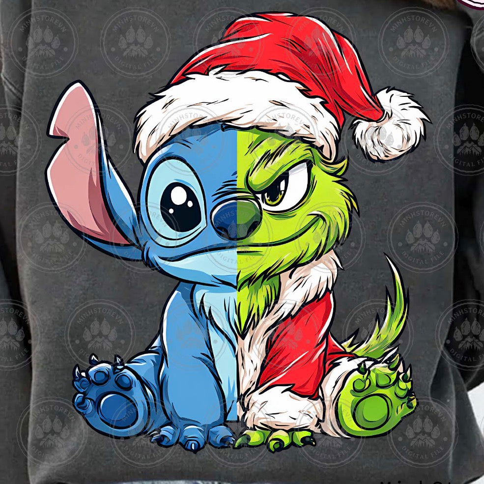 Half Stitch half grinch DTF Transfer