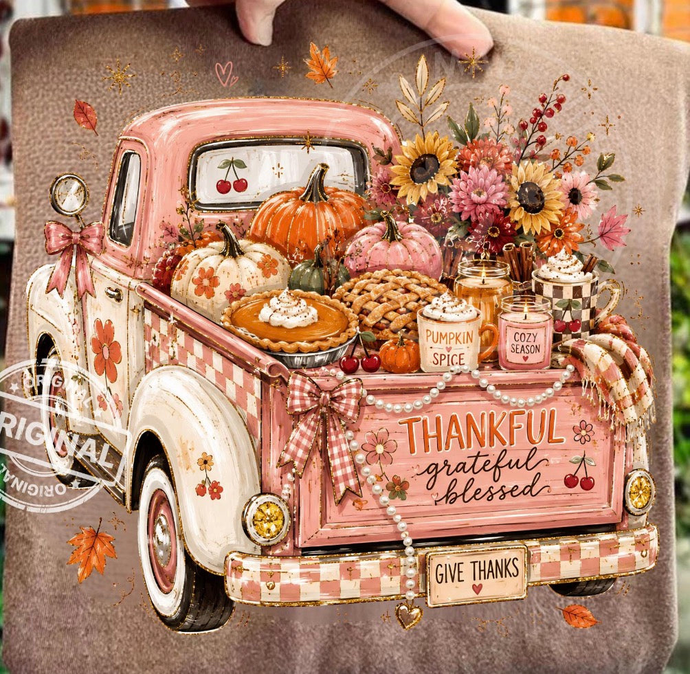 Thankful blessed vintage truck DTF Transfer