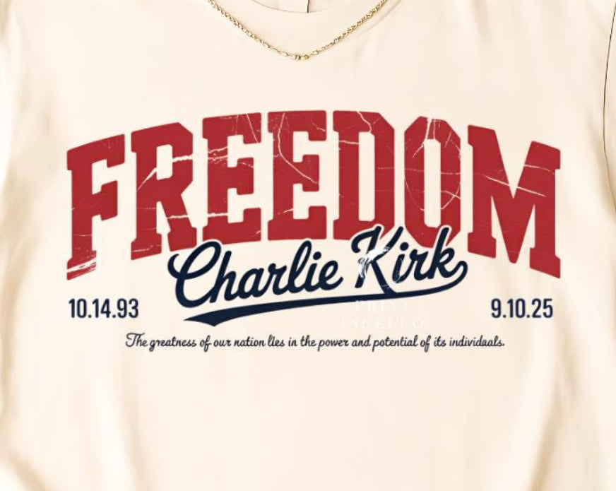 Freedom Charlie Kirk tailsweep DTF Transfer