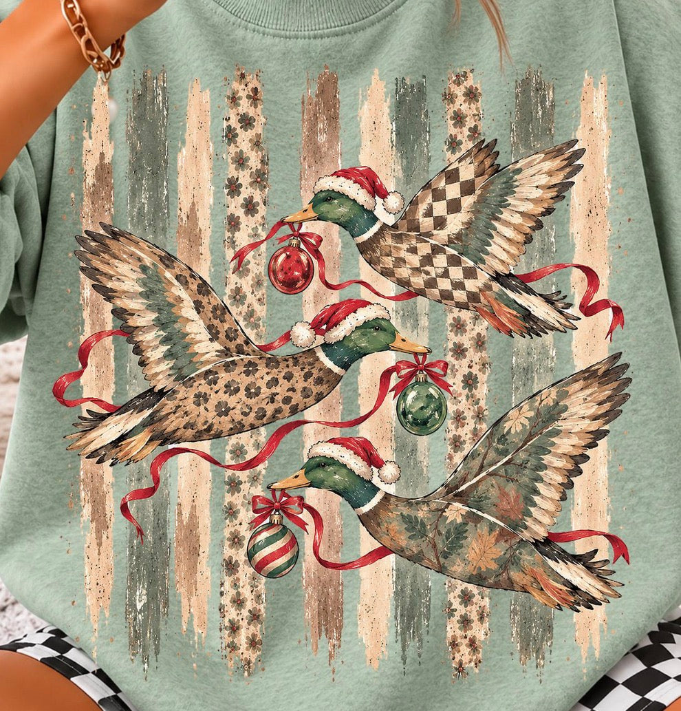 Christmas mallard ducks DTF transfer