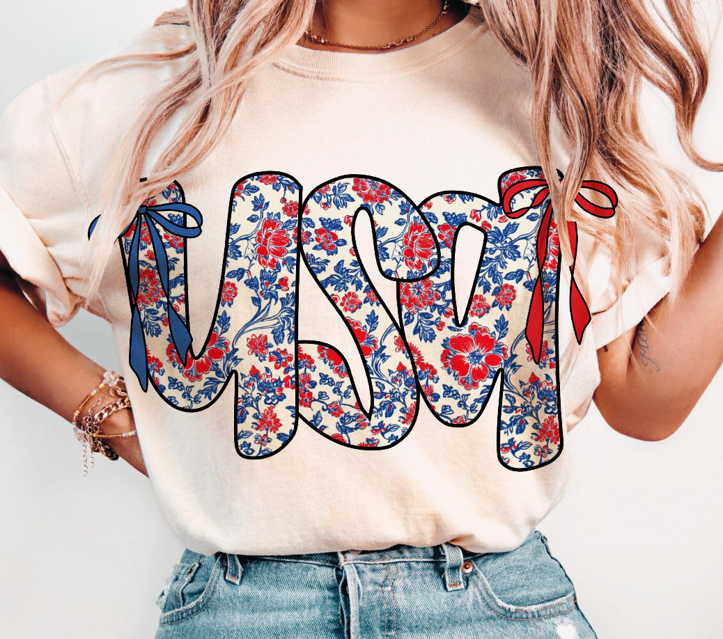 USA floral bows DTF transfer