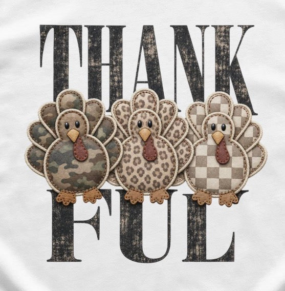 Thankful camo/leopard/checkered turkeys DTF Transfer