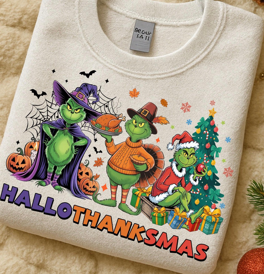 Hallothanksmas Grinch DTF transfer