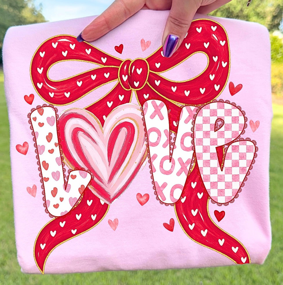 Love Valentine Croquette Bow DTF Transfer