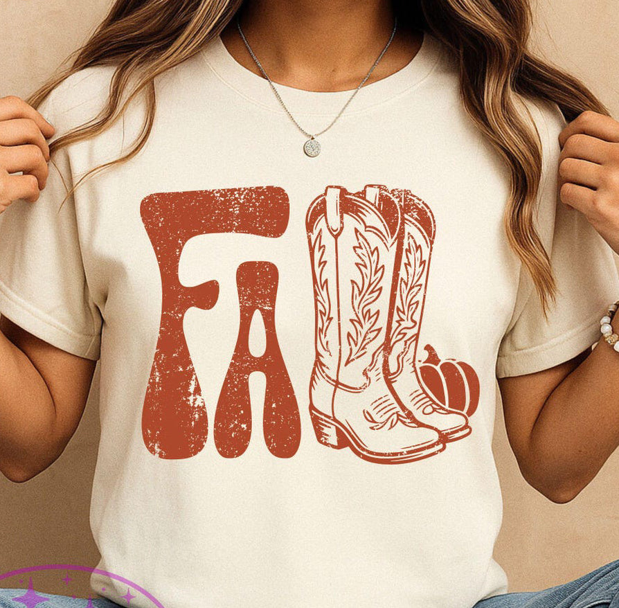 Fall cowboy boots DTF Transfer