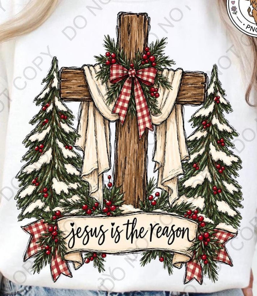 Jesus is the Reason wooden cross Dtf Transfer