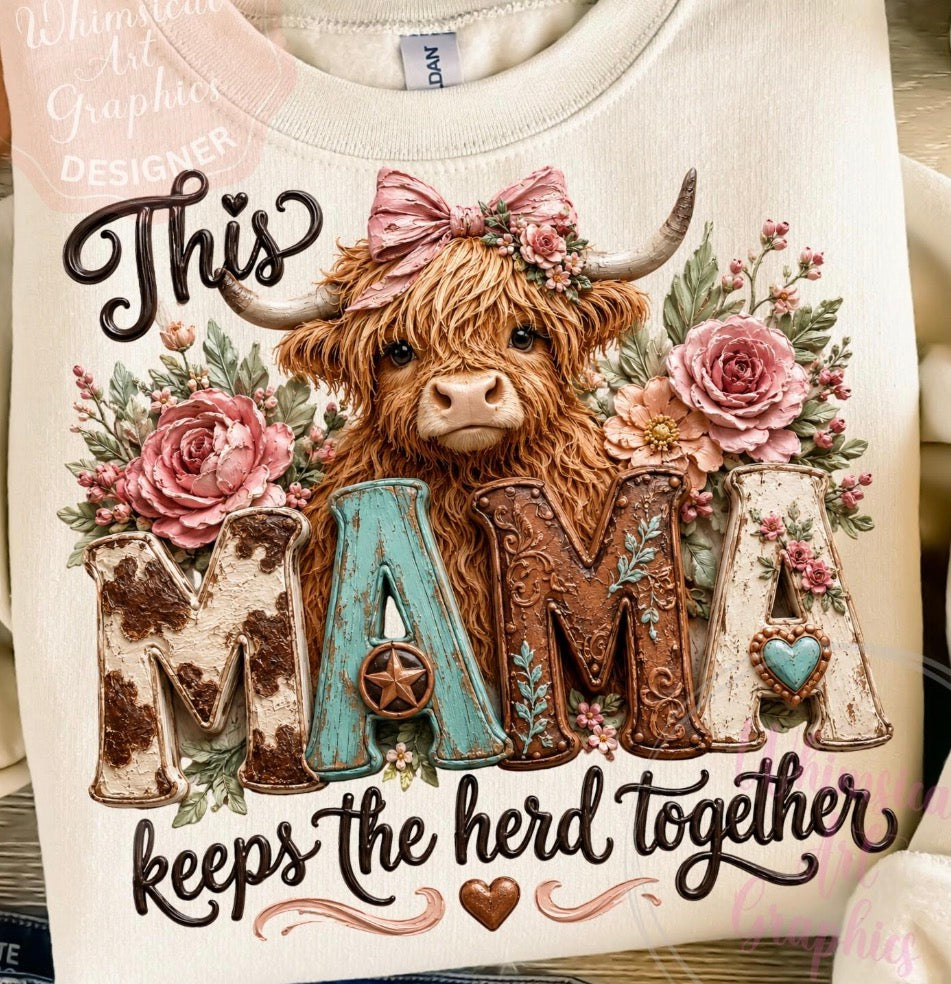 This mama keeps the herd together Dtf transfer