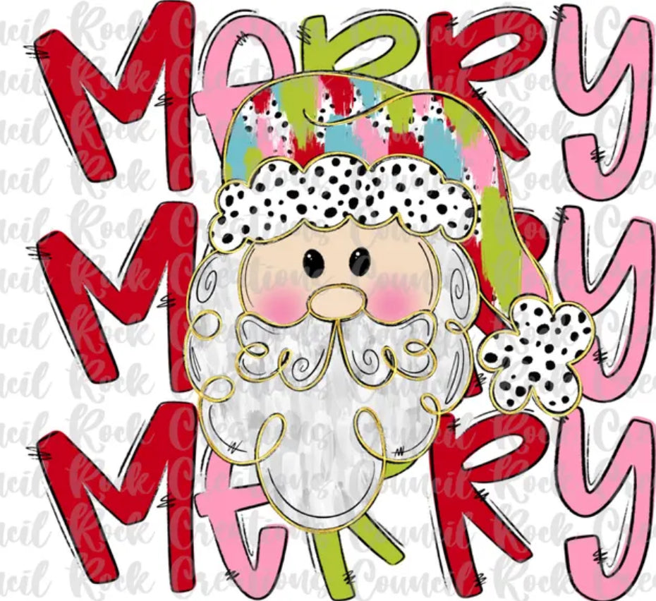 Merry Merry Santa Hand Drawn Doodle DTF transfer