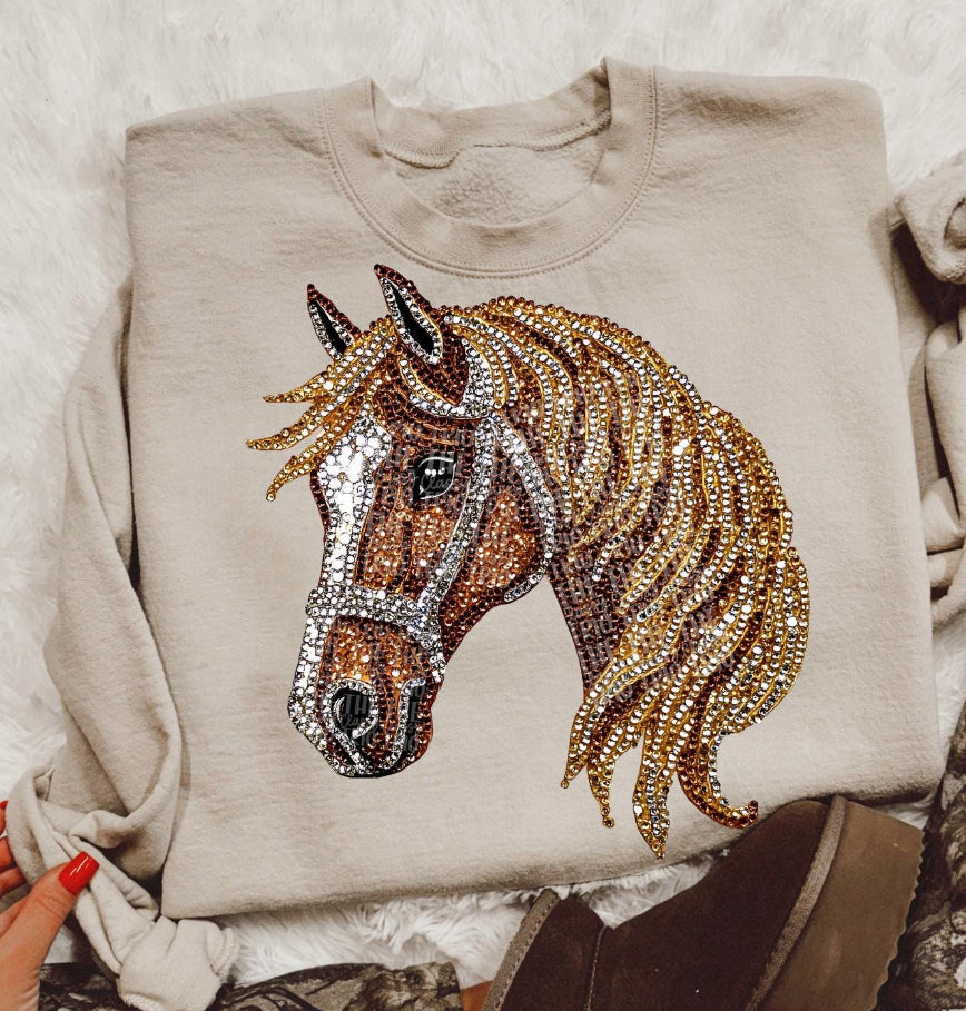 Faux Rhinestone Horse dtf transfer