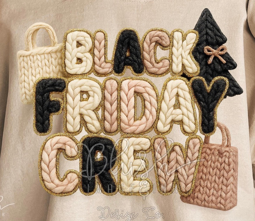 Crochet Black Friday Crew dtf transfer