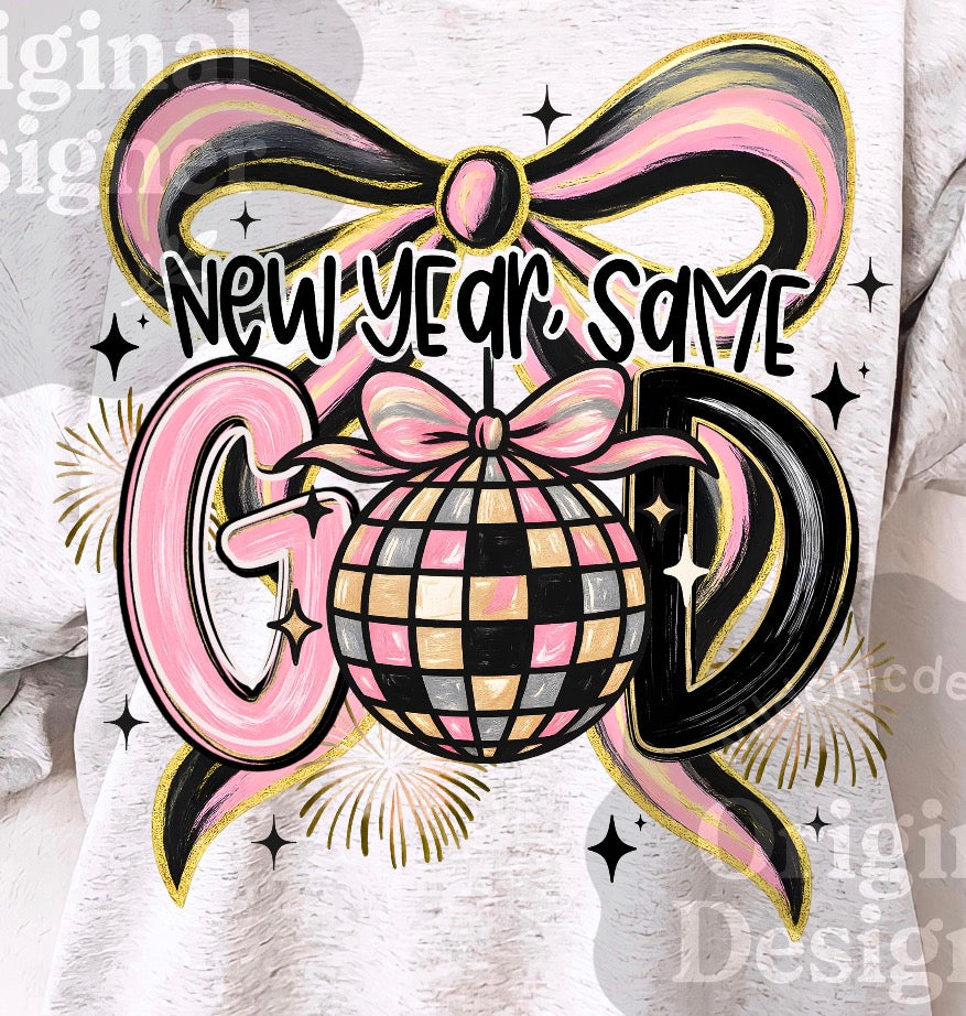 New year Same God disco croquette bow dtf transfer