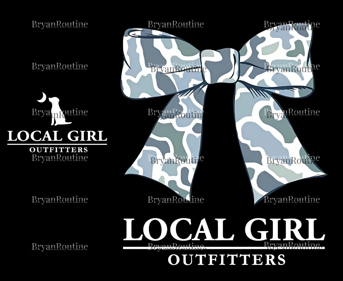 Local Girl Outfitters Camo Bow with breast print Dtf Transfer
