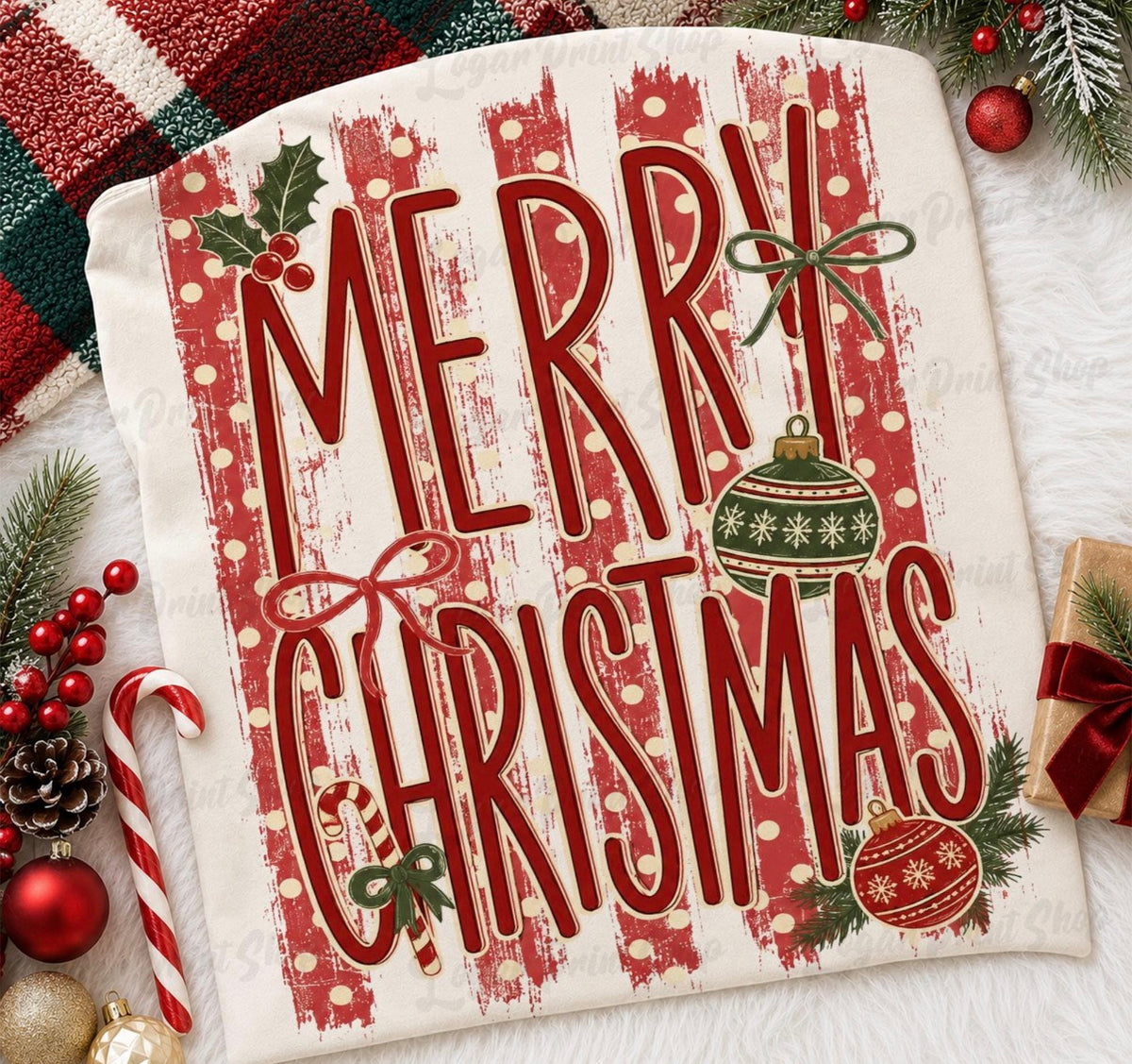 Merry Christmas dots Dtf Transfer