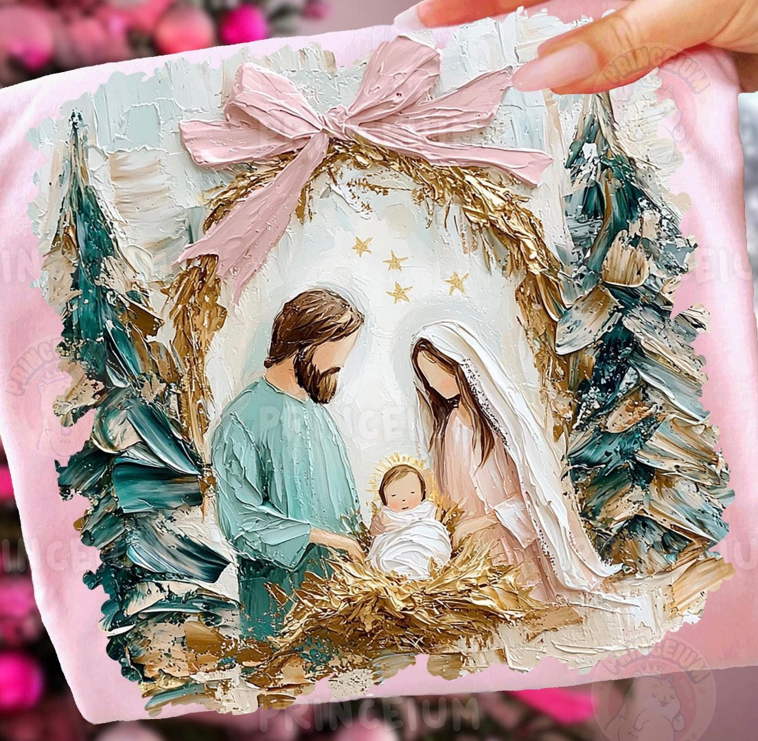 Beautiful Watercolor Manger DTF Transfer