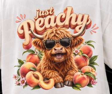 Just Peachy highland cow DTF transfer