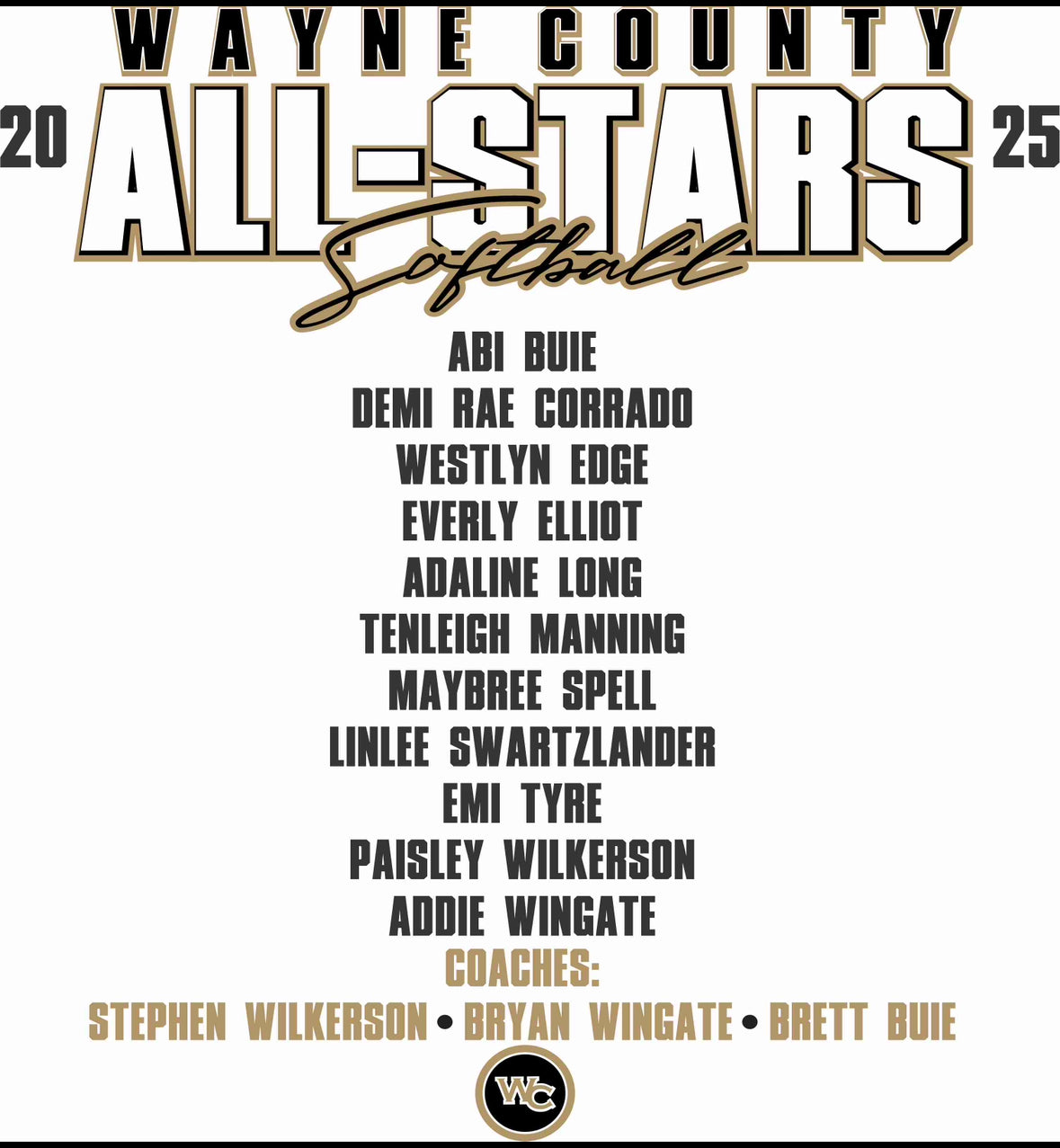 Wayne All Stars SOFTBALL 8u Coaches Wilkerson/Wingate/Buie