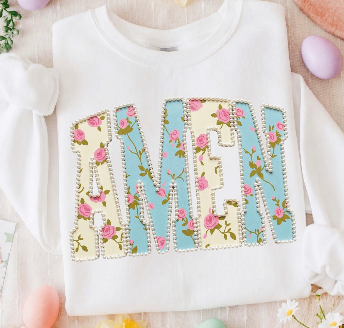 AMEN dainty floral DTF transfer