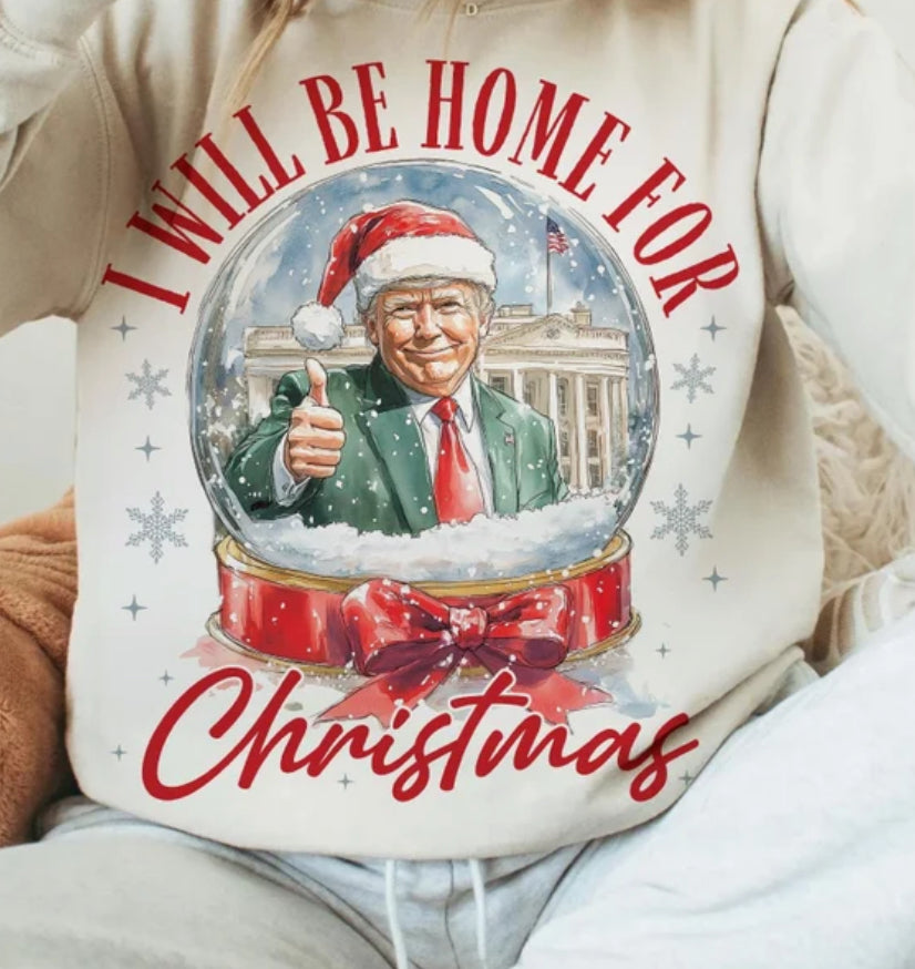 Trump Snowglobe Red I’ll Be home for Christmas Dtf Transfer