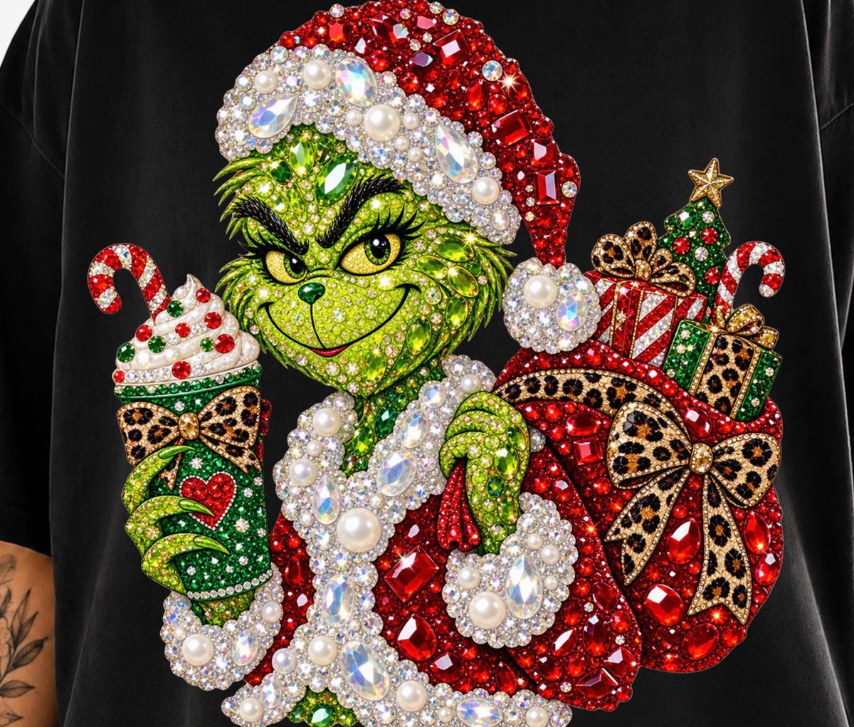Grinch diamonds and coffee DTF Transfer