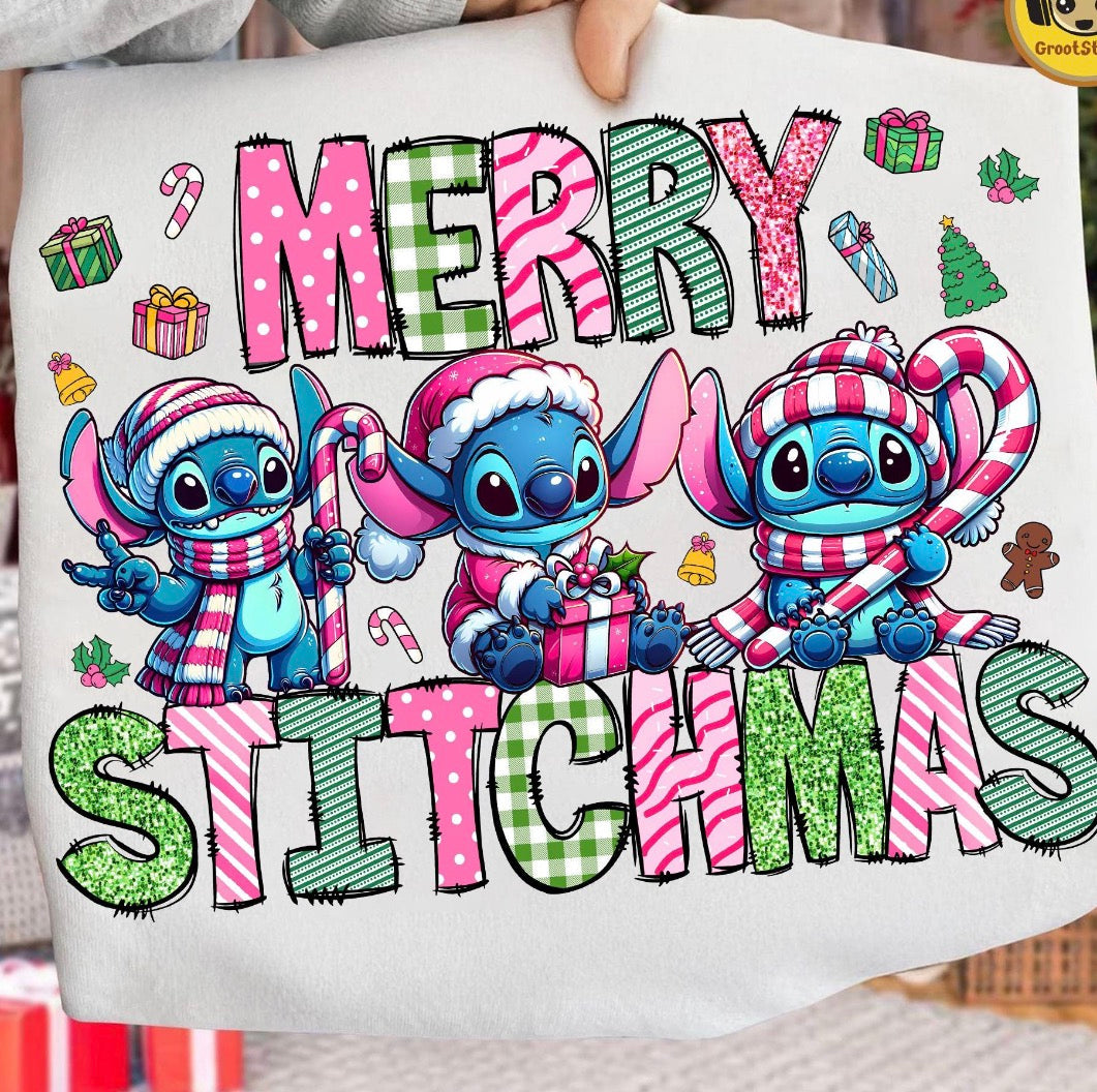 Merry Stitchmas Pink DTF Transfer