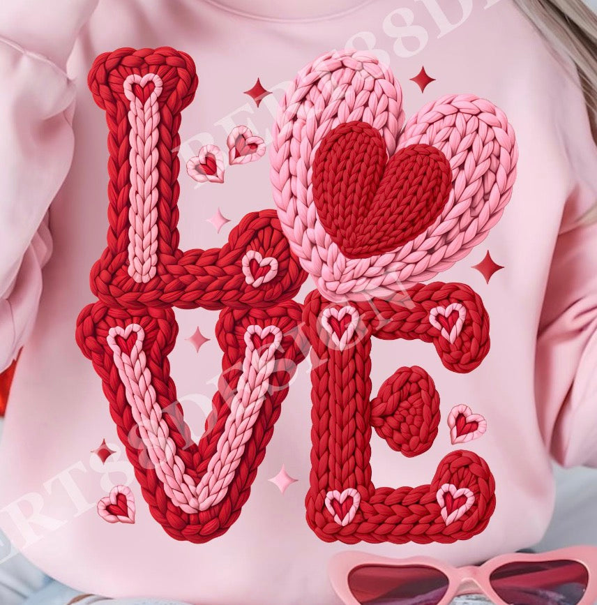 Love Valentine Crochet yarn DTF Transfer