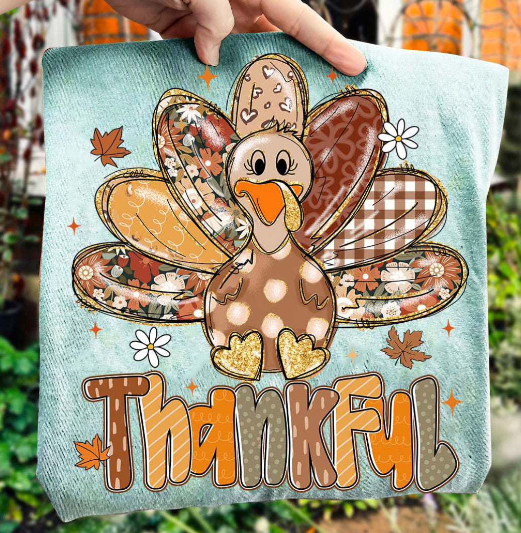 Thankful cute turkey DTF Transfer