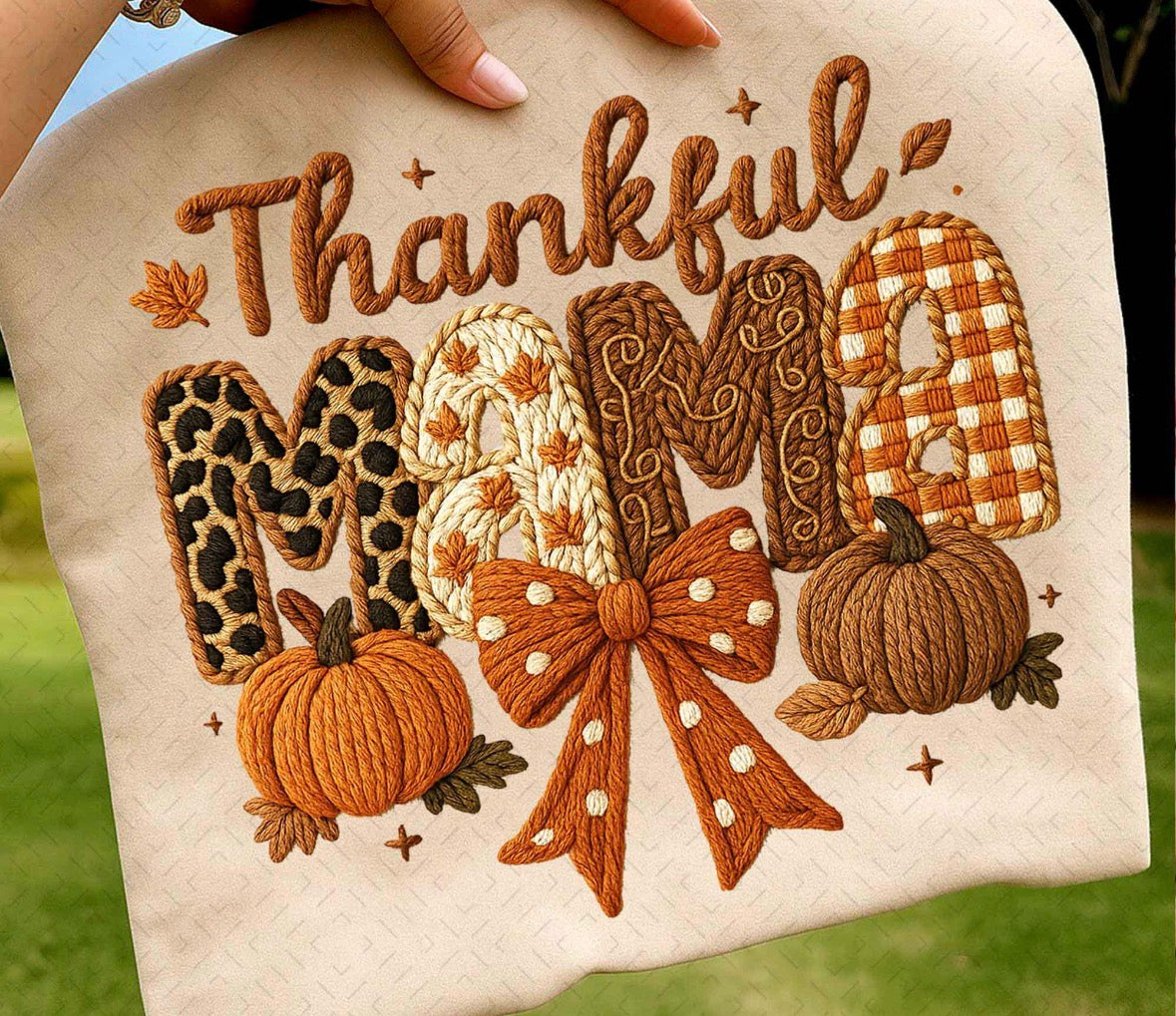 Thankful Mama crochet DTF Transfer