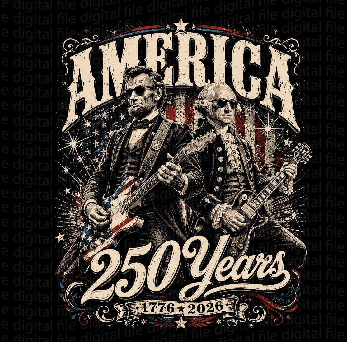 America 250 years Lincoln and Washington DTF Transfer