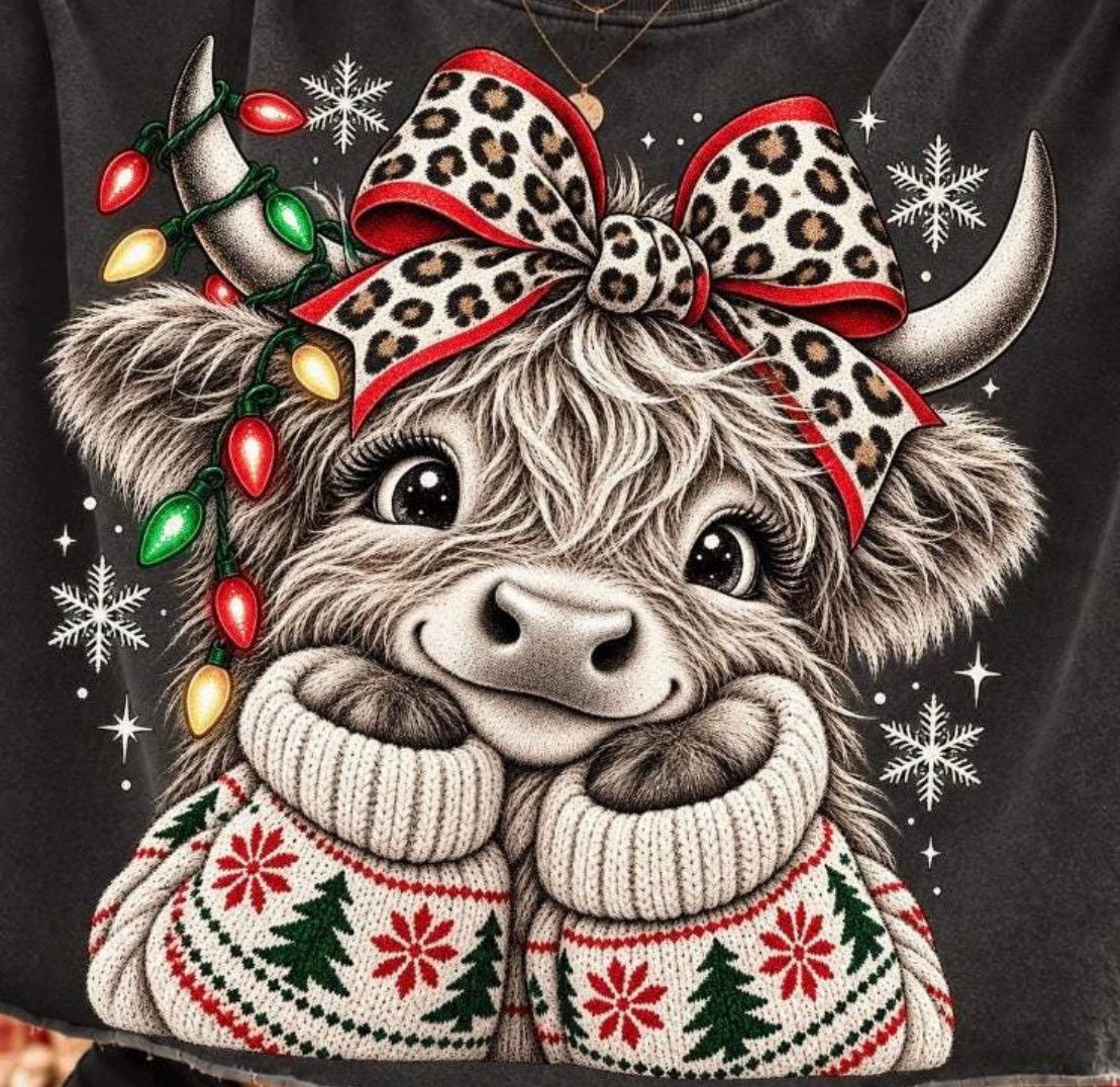 Cute sweater highland cow Dtf Transfer