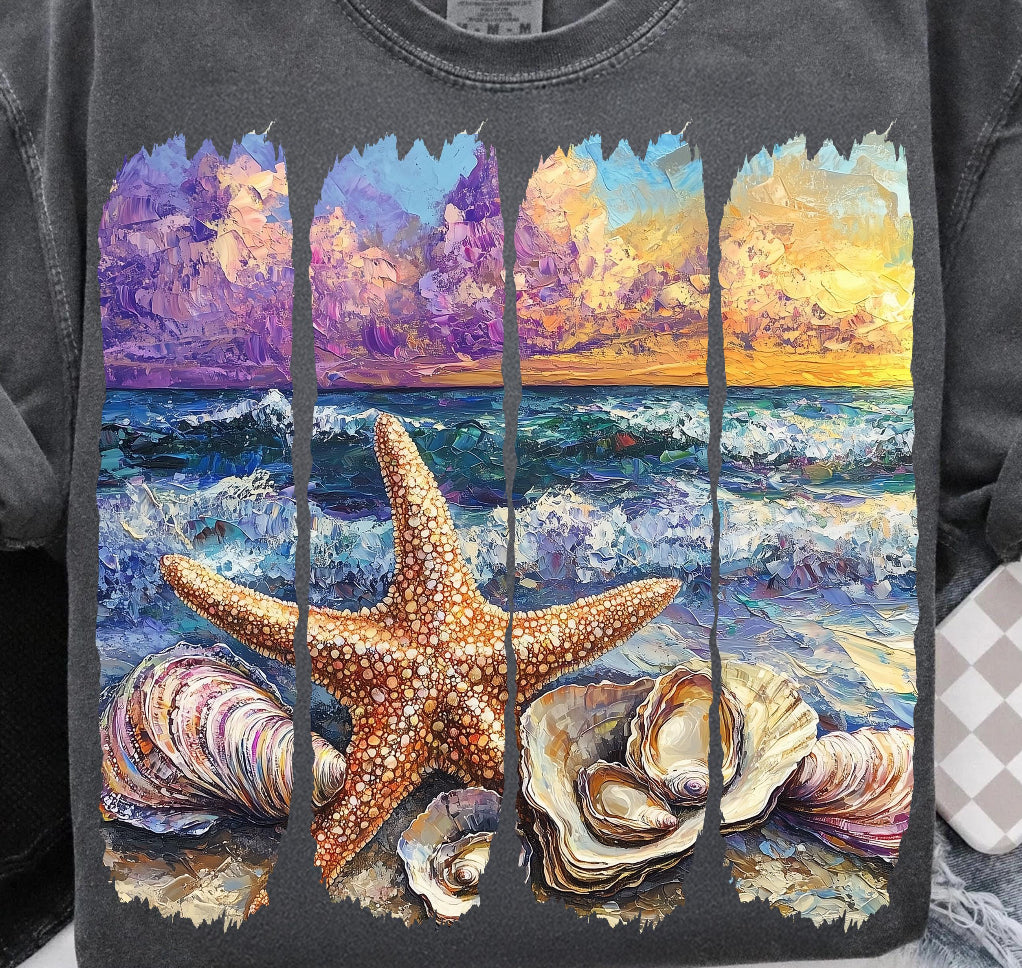 Beach brushstroke dtf transfer