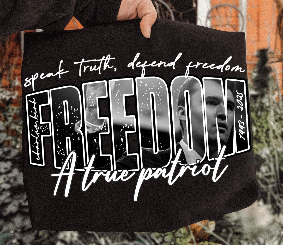 Freedom Charlie Kirk picture in words DTF Transfer