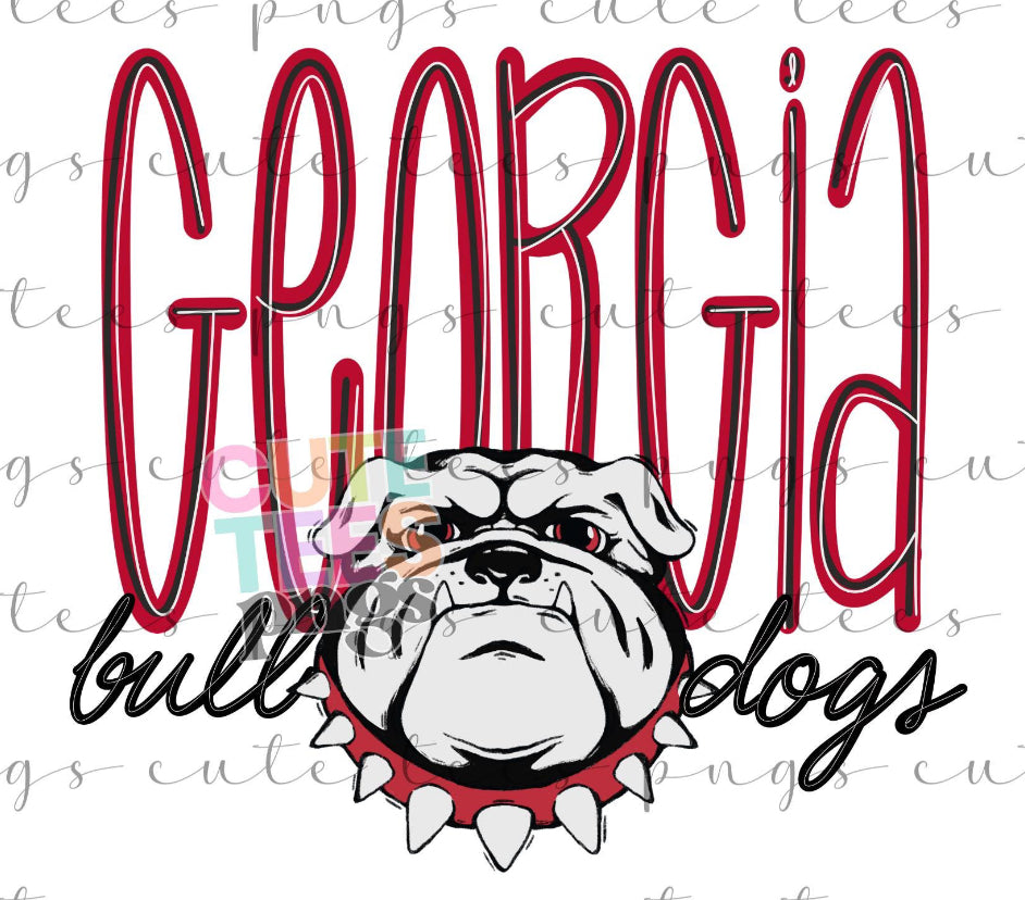 Georgia bulldogs doodle DTF Transfer