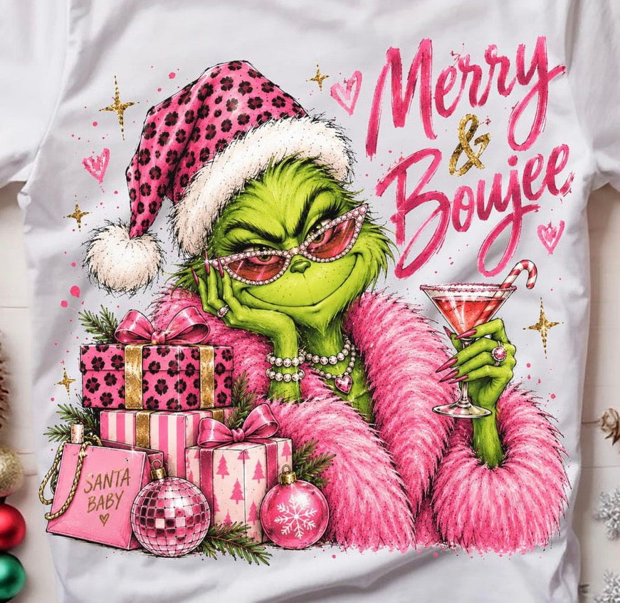 Merry & Boujee grinch DTF Transfer