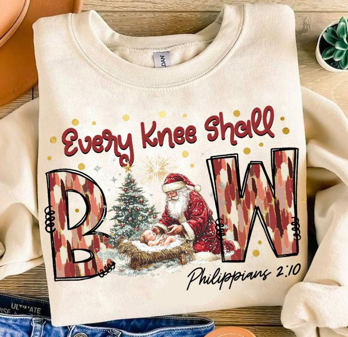 Every knee shall bow brushstrokes DTF transfer