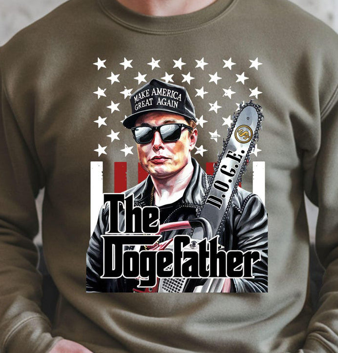 The DogeFather Elon Musk DTF transfer