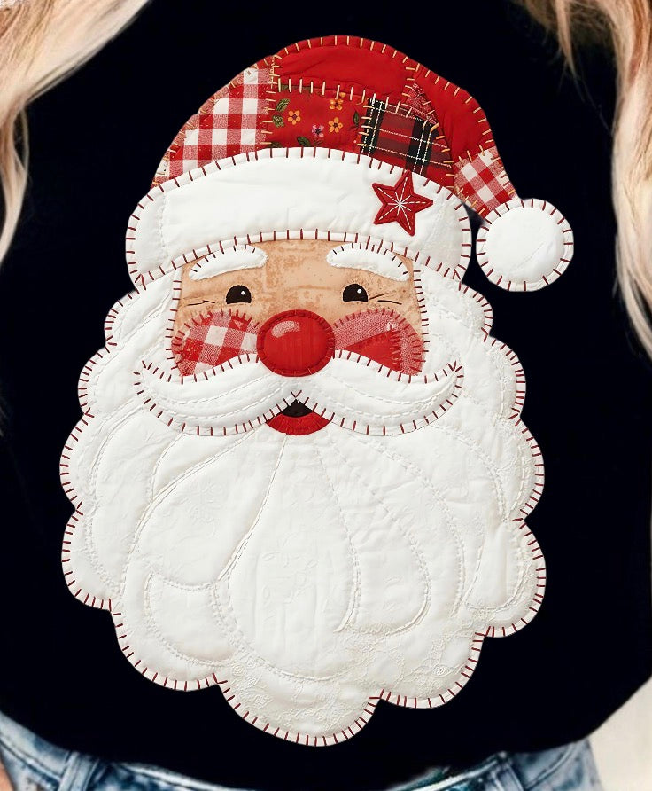 Patchwork Santa DTF Transfer