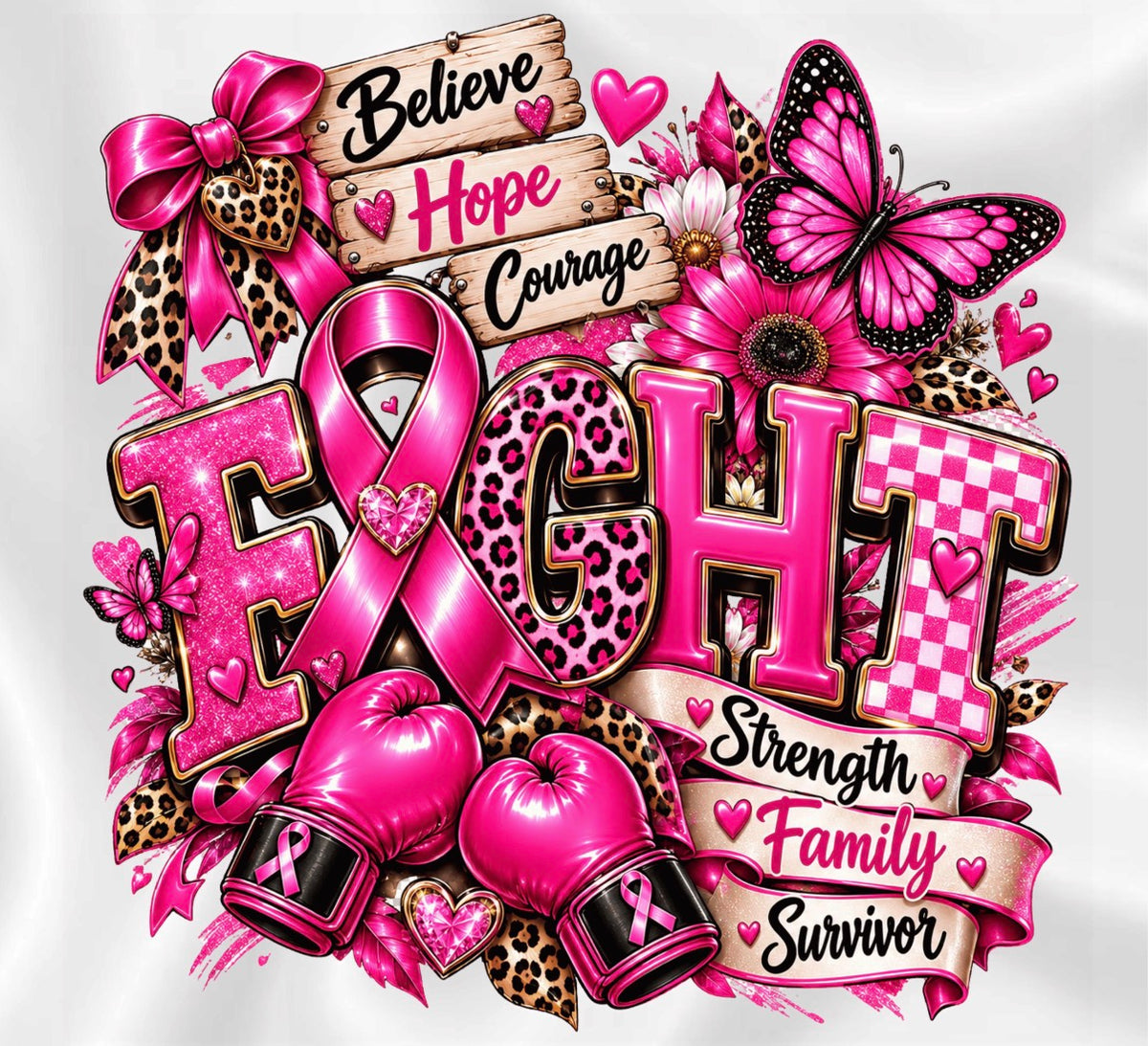 Fight breast cancer DTF transfer