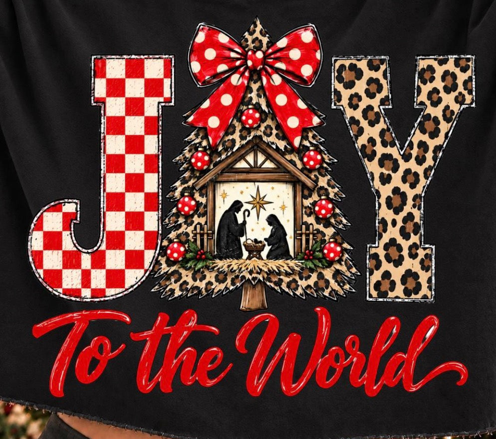 Joy to the world leopard Dtf Transfer