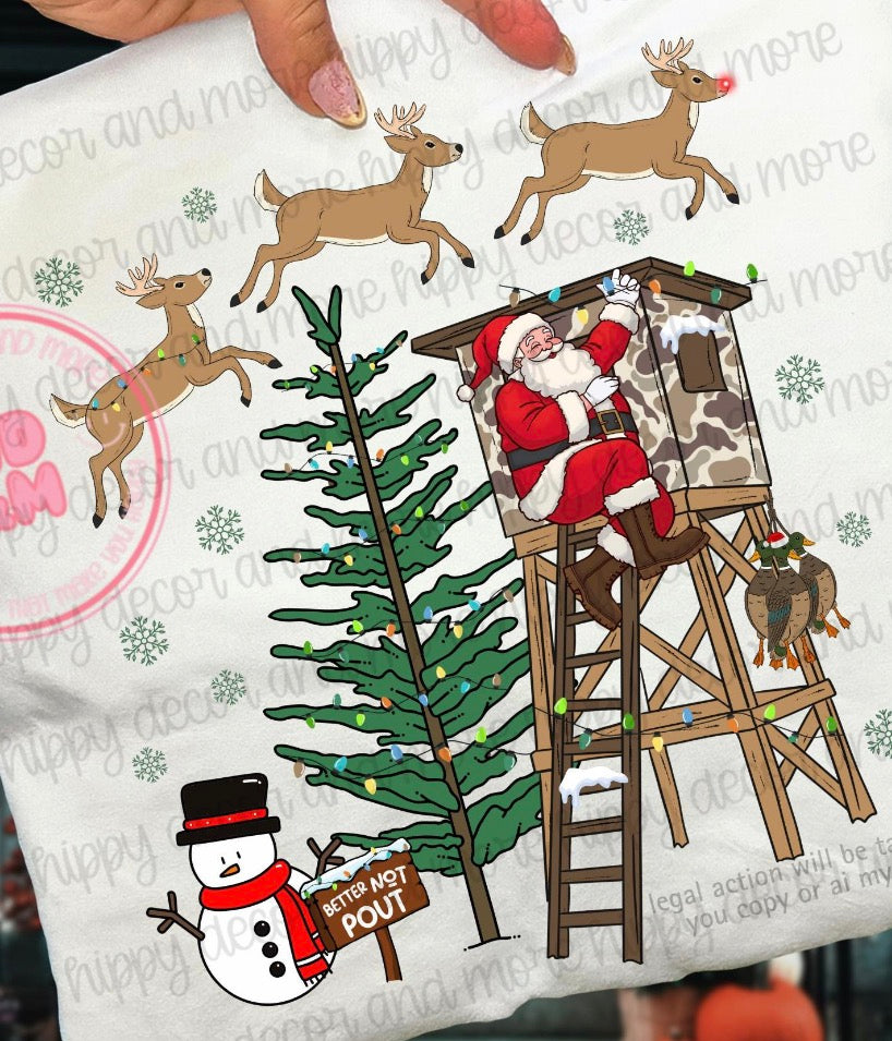 Hunting Santa Christmas DTF Transfer